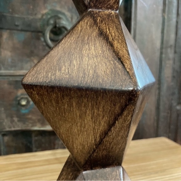 Rustic Bohemian Lamp Geometric Base with Linen Shade NWT Bedside Lamp - Picture 10 of 15